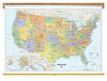 Classic USA Wall Map Classroom Pull Down
